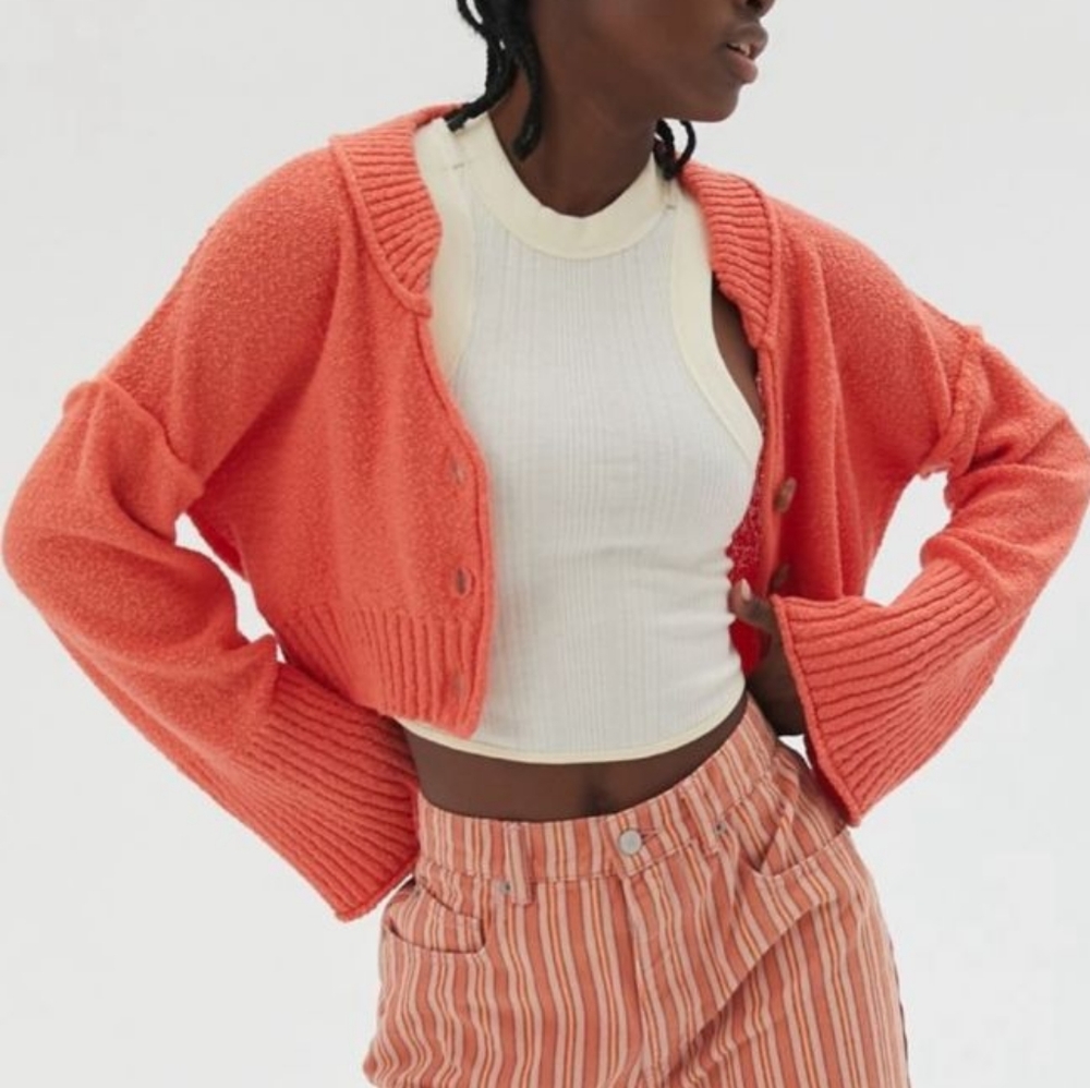 UO vernon orange loose knit like cardigan crop